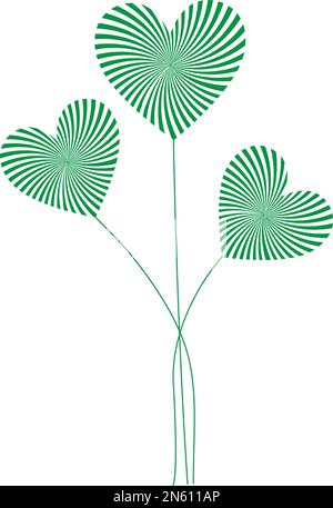 Green swirl hearts on a white background with copy space Stock Vector