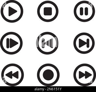Multimedia navigation buttons on a white background with copy space Stock Vector