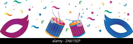 A multicolored carnival decoration on a white background with copy space Stock Vector