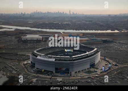 The football field at MetLife Stadium is shown in this Dec. 1, 2013 aerial  photo in East Rutherford, N.J. The stadium, home to the New York Jets and New  York Giants football