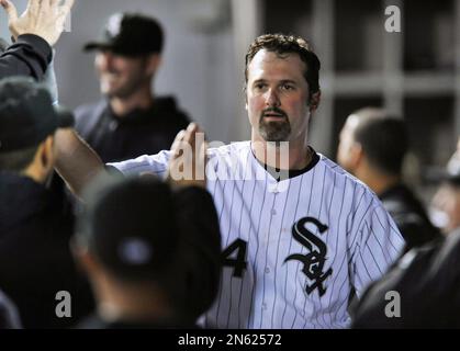 Chicago White Sox slugger Paul Konerko celebrates his seventh