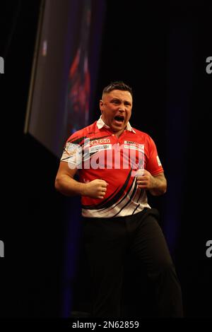 Cardiff, UK. 09th Feb, 2023. Gerwyn Price of Wales . Cazoo Premier