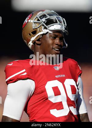 San Francisco 49ers linebacker Aldon Smith (99) against the St. Louis Rams  in an NFL football game in San Francisco, Sunday, Dec. 4, 2011. (AP  Photo/Paul Sakuma Stock Photo - Alamy