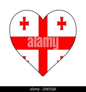 Georgia Heart Shape Flag. Love Georgia. Visit Georgia. Western Asia. Asia. Vector Illustration Graphic Design. Stock Vector