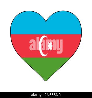 Azerbaijan Heart Shape Flag. Love Azerbaijan. Visit Azerbaijan. Western Asia. Asia. Vector Illustration Graphic Design. Stock Vector