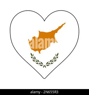 Cyprus Heart Shape Flag. Love Cyprus. Visit Cyprus. Western Asia. Asia. Vector Illustration Graphic Design. Stock Vector