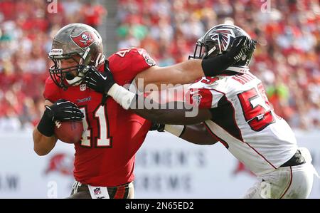 Tampa Bay Buccaneers fullback Erik Lorig (44) runs for yardage during the  first half of an NFL football game against the Jacksonville Jaguars in  Jacksonville, Fla., Sunday, Dec. 11, 2011. (AP Photo/Phelan