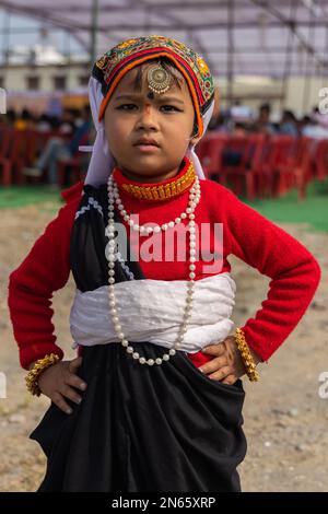 Portrait of a tribal child from the state of Uttarakhand India wearing traditional  attire on 17 January 2023 Stock Photo - Alamy