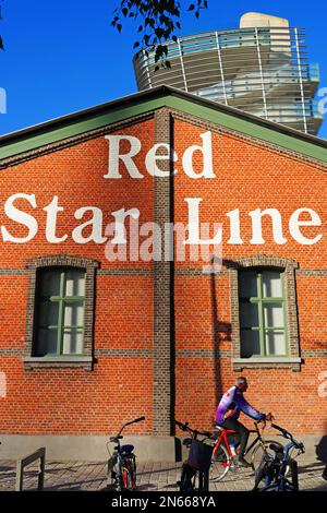 ANTWERP, BELGIUM –18 OCT 2022- View of the Red Star Line Museum, a museum about European immigration to the United  States located along the river Sch Stock Photo