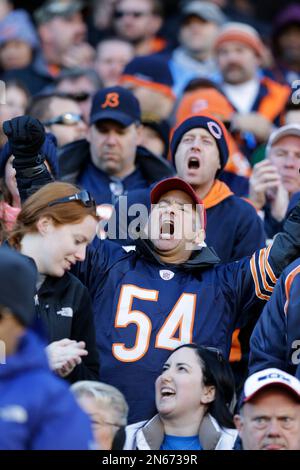 Chicago Bears fans cheer before the game against the Green Bay Packers at  Soldier Field in Chicago on December 29, 2013. UPI/Brian Kersey Stock Photo  - Alamy