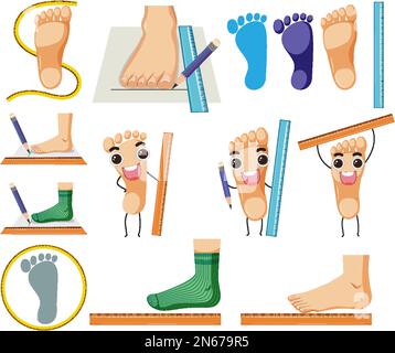 Foot with smiley face expression and ruler illustration Stock Vector ...