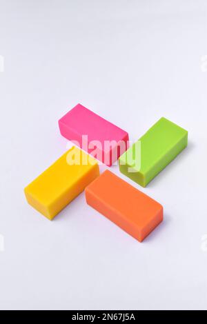 Colorful eraser isolated on white background Stock Photo