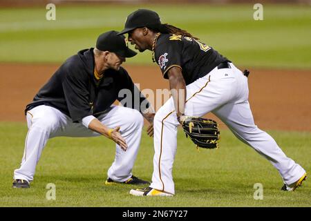 Pittsburgh Pirates All-Star center fielder Andrew McCutchen, right, is on  the sideline with his new fiancee Maria Hanslovan before an NFL football  game between the Pittsburgh Steelers and the Cincinnati Bengals on