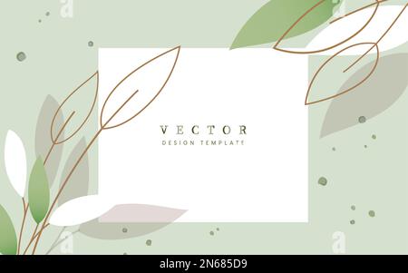 Vector design template. Summer vector design template text with plant leaves abstract background. Vector illustration design abstract. Stock Vector