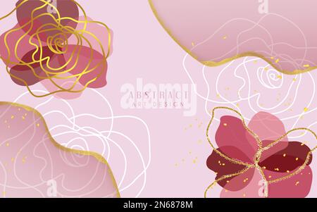 Abstract art design. Abstract art design text with roses flower element in water color print background. Vector illustration flowers abstract Stock Vector