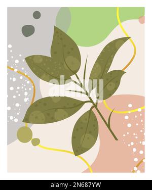 Abstract vector design. Abstract leaves plant element in minimal pattern background. Vector illustration abstract minimalism design. Stock Vector