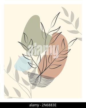 Abstract vector design. Abstract leaves element in minimal artwork background. Vector illustration abstract background. Stock Vector