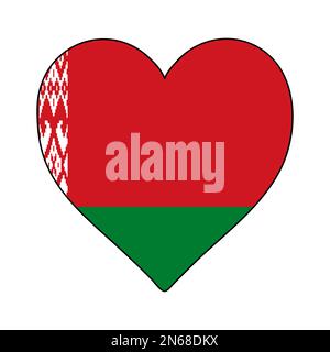 Belarus Heart Shape Flag. Love Belarus. Visit Belarus. Eastern Europe. Europe. European Union. Vector Illustration Graphic Design. Stock Vector