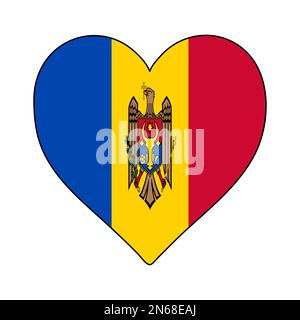 Moldova Heart Shape Flag. Love Moldova. Visit Moldova. Eastern Europe. Europe. European Union. Vector Illustration Graphic Design. Stock Vector