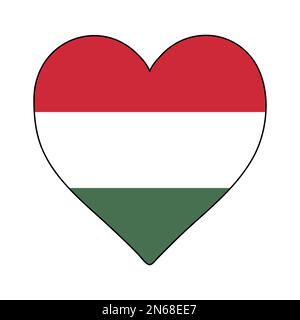 Hungary Heart Shape Flag. Love Hungary. Visit Hungary. Eastern Europe. Europe. European Union. Vector Illustration Graphic Design. Stock Vector