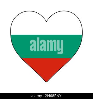 Bulgaria Heart Shape Flag. Love Bulgaria. Visit Bulgaria. Eastern Europe. Europe. European Union. Vector Illustration Graphic Design. Stock Vector