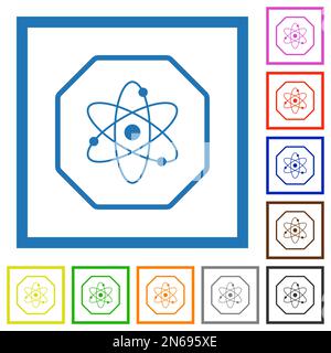 Octagon shaped nuclear energy sanction sign outline flat white icons on ...