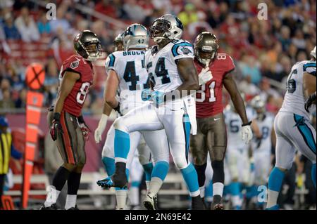 Carolina Panthers linebacker Jason Williams (54) celebrates in