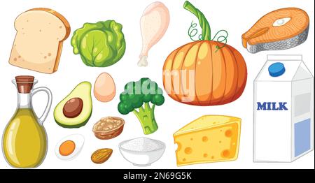 Main food groups macronutrients vector illustration Stock Vector