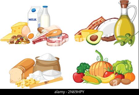 Main food groups macronutrients vector illustration Stock Vector