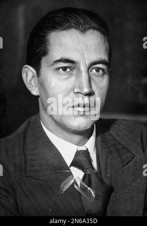 Rudolf Diels who was the first head of the Nazi stae's secret police the Gestapo. The scars are duelling scars that were considered a mark of virility in the early 20th century. Photo By Bundesarchiv, Bild 183-K0108-0501-003 / CC-BY-SA 3.0, CC BY-SA 3.0 de, https://commons.wikimedia.org/w/index.php?curid=5364918 Stock Photo