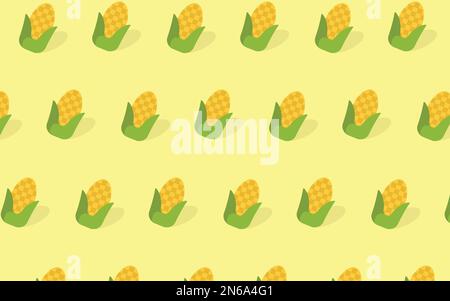 Flat design of maize in seamless pattern. vector illustration. wallpaper. healthy. vegan. corn. texture. isolated background Stock Vector