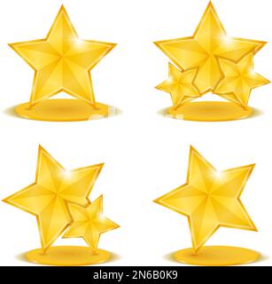 Three golden stars, vector eps10 illustration Stock Vector Image & Art ...