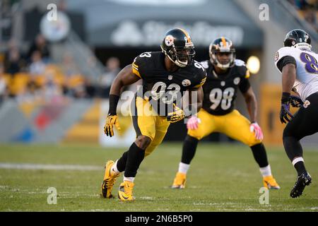 Pittsburgh Steelers linebacker Jason Worilds (93) in the fourth quarter of  an NFL football game against the Houston Texans Sunday, Oct. 2, 2011, in  Houston. The Texans won 17-10. (AP Photo/Eric Gay