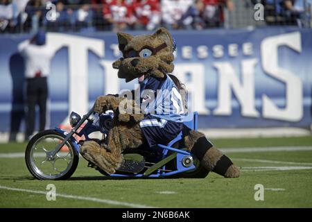 T-Rac, the Tennessee Titans mascot, performs before an NFL