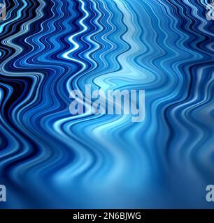 Waves, ripple and blue with waveform pattern and mockup for 3d, digital and texture. Energy, design and futuristic with liquid in background for Stock Photo