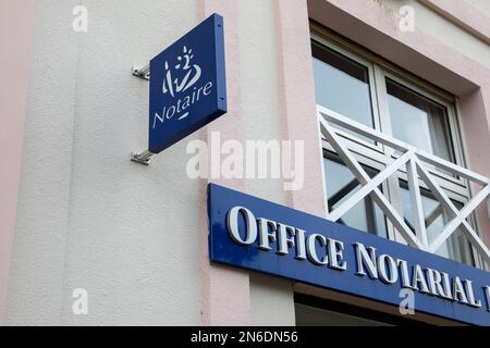 Bordeaux , Aquitaine  France - 30 01 2023 : Notaire french brand text notary facade blue sign logo agency building office Stock Photo