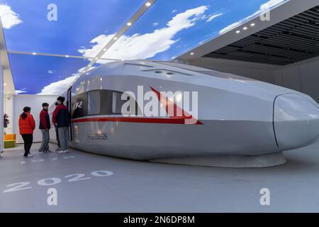 HEFEI, CHINA - FEBRUARY 10, 2023 - Students practice their vocational skills at a rail transit training room at a technical secondary school in Feidon Stock Photo