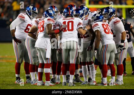 New York Giants players huddle up during an NFL football game against the  Washington Football Team, Thursday, Sept. 16, 2021 in Landover, Md. (AP  Photo/Daniel Kucin Jr Stock Photo - Alamy