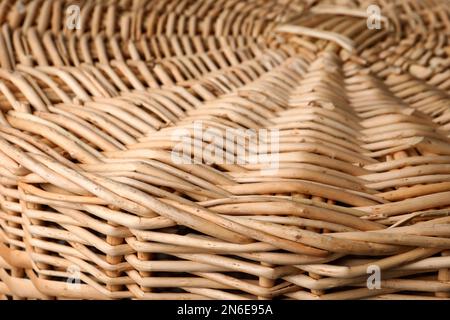 Lid of handmade wicker basket as background, closeup Stock Photo