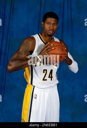 Paul George addresses the media after being as picked by the Indiana Pacers  at the NBA basketball draft in New York on Thursday, June 24, 2010. (AP  Photo/Craig Ruttle Stock Photo - Alamy