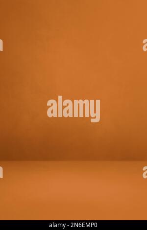 orange brown concrete interior background. Empty template scene. Vertical mockup Stock Photo