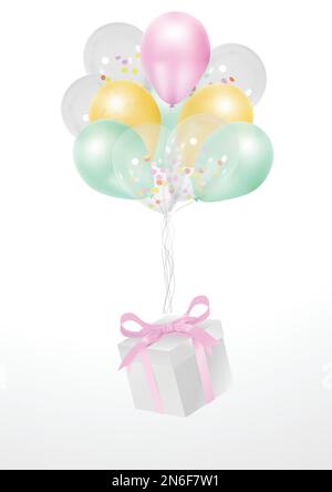 realistic colorful vector balloons with gift box design Stock Vector