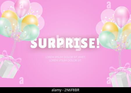 Colorful congratulations design with balloons and gift boxes Stock Vector