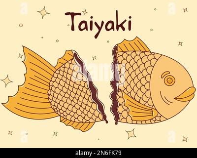 Traditional Japanese food. Asian Taiyaki sticker. Fish-shaped sandwich.  Vector illistration Stock Vector Image & Art - Alamy