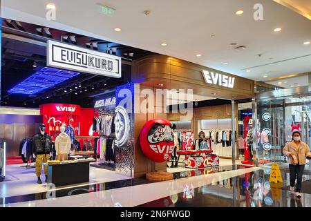 SHANGHAI CHINA FEBRUARY 10 2023 EVISU clothing store in