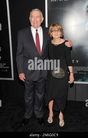 Dan Rather and wife Jean Goebel attend the premiere of 