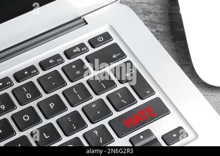 Button with text Hate on computer keyboard, closeup Stock Photo - Alamy