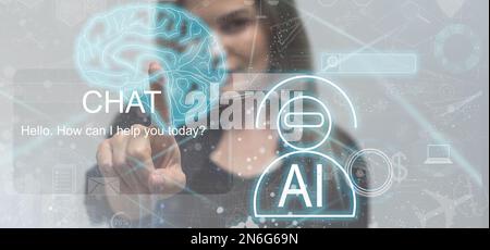 Artificial intelligence (AI), machine and deep learning and another modern computer technologies concepts. Brain representing artificial intelligence Stock Photo