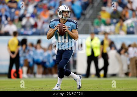 Tennessee Titans quarter back Jake Locker (10) runs against the Miami  Dolphins during first half action at Sun Life Stadium November 11, 2012 in  Miami, Florida. The Titans beat the Miami Dolphins37-3