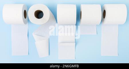 top view toilet paper rolls unfolded. Resolution and high quality beautiful photo Stock Photo